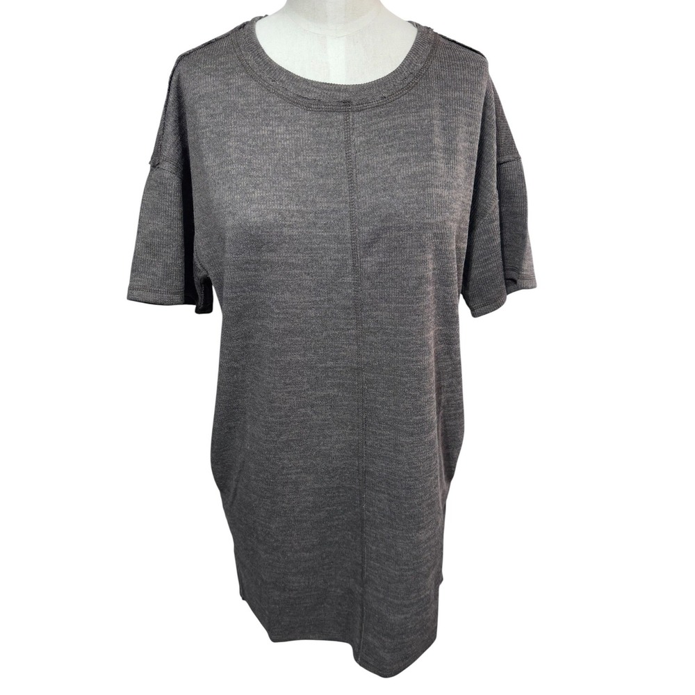 New In Women Women's Small Gray T-Shirt Dress Short Sleeve Ribbed Casual ND30010